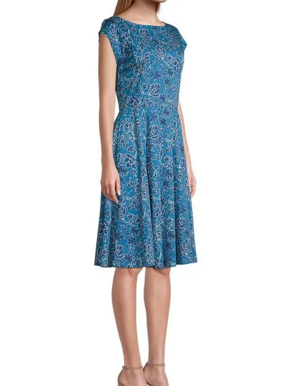 MaxMara Teal Blue Floral Midi Dress